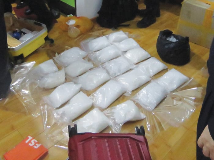 Clear plastic bags containing methamphetamine
