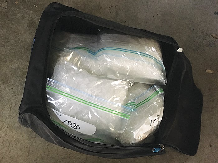 Clip seal bags containing methamphetamine