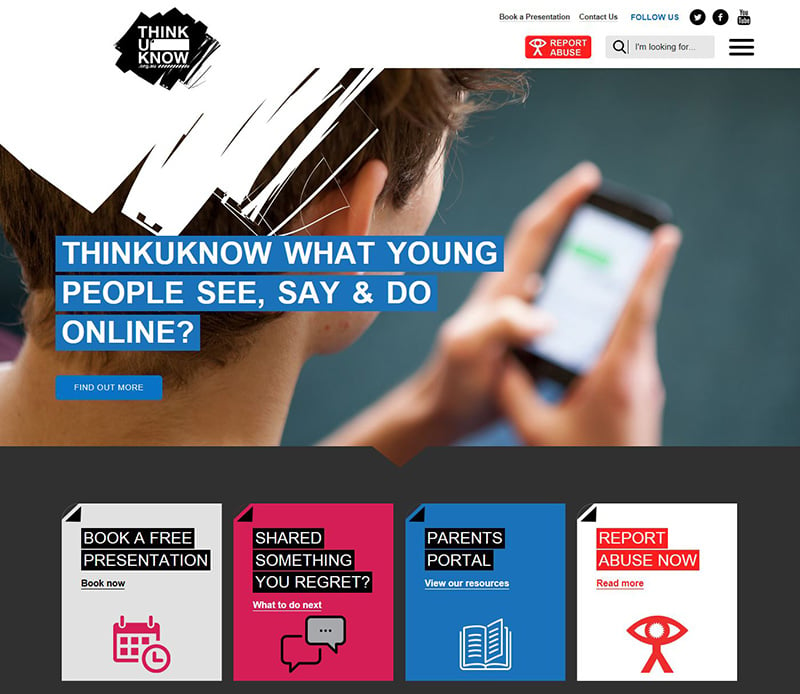 The front page of the ThinkUKnow website
