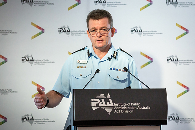 AFP Commissioner Andrew Colvin speaking at the Institute of Public Administration Australia in Canberra
