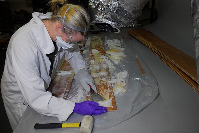 A female investigates a seizure of methamphetamine