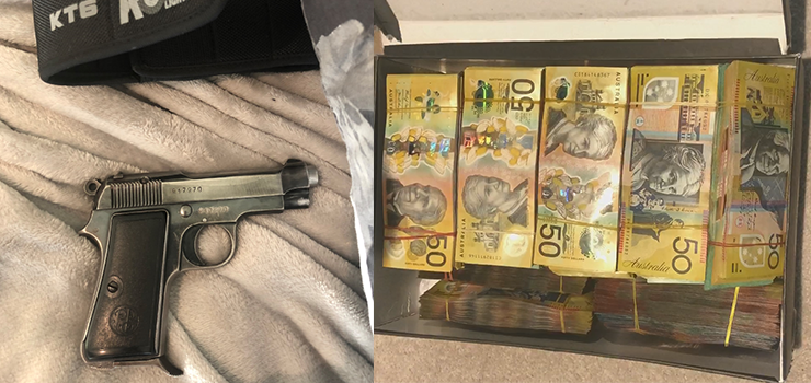 baretta pistol and australian currency