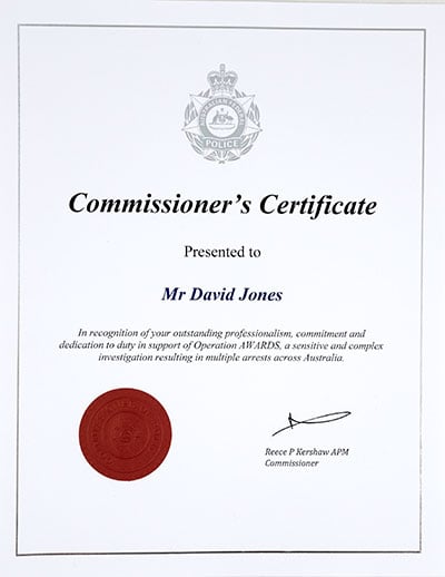Commissioner's Certificate