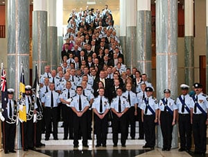 AFP officers in uniform at Parliament House