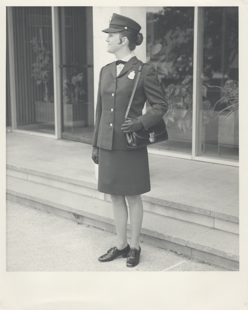 Leonie June Kavanagh in the winter uniform in 1974 – hat, gloves and handbag at the ready AFPM5728