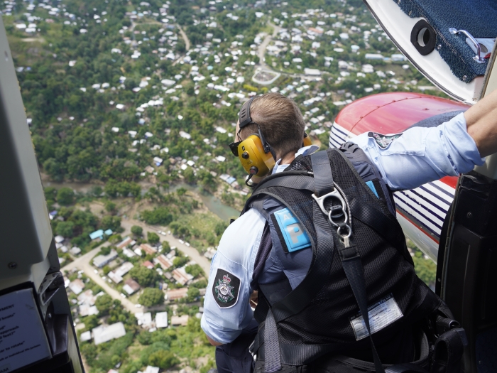 AFP in sky in Solomon Islands