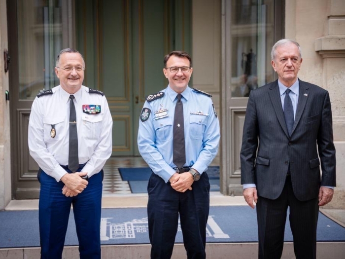 Mr Christian Rodriguez, AFP Commissioner,  Mr Frédéric Veaux standing together