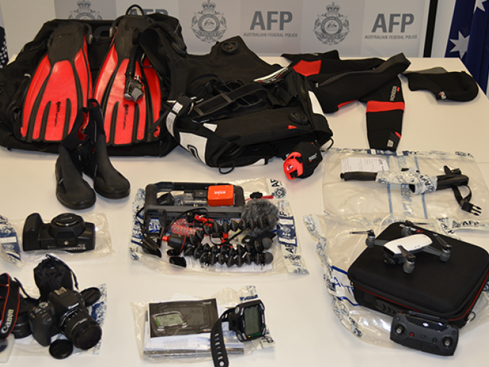 scuba diving and camera equipment seized by AFP