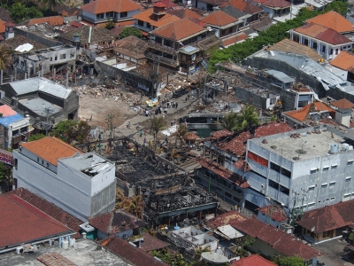 Aerial photo of the damage left behind from the Bali bombing in 2002