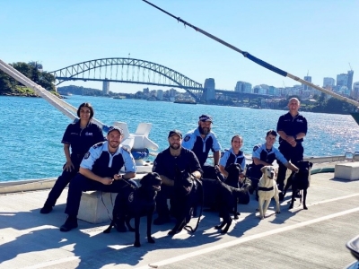 An AFP regional canine unit at HMAS Kuttabul in Sydney NSW