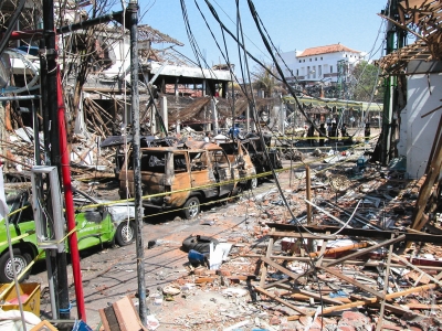 Bali street, following a Bombing attack on 12 October 2002 AFPM11489